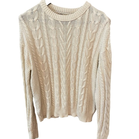 Pull & Bear Women’s Cable Knit Cream Sweater Size M Classic Casual Medium Weight - Picture 7 of 12